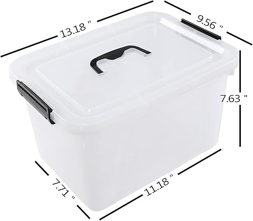 Miniatura 3 de Contenedor de almacenamiento de plástico de 12 cuartos de galón con tapa, caja de cierre transparente, 6 paquetes