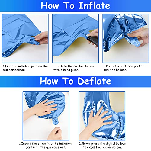 Blue 2 Balloons, 40 Inch Large Foil Number Balloons Set 0-9, Self Inflating Digital 2 Helium Balloon For Boys Men 2Nd 12Th 20Th Age Birthday Anniversary Party Decorations Photo Shoot Supplies #TOP6