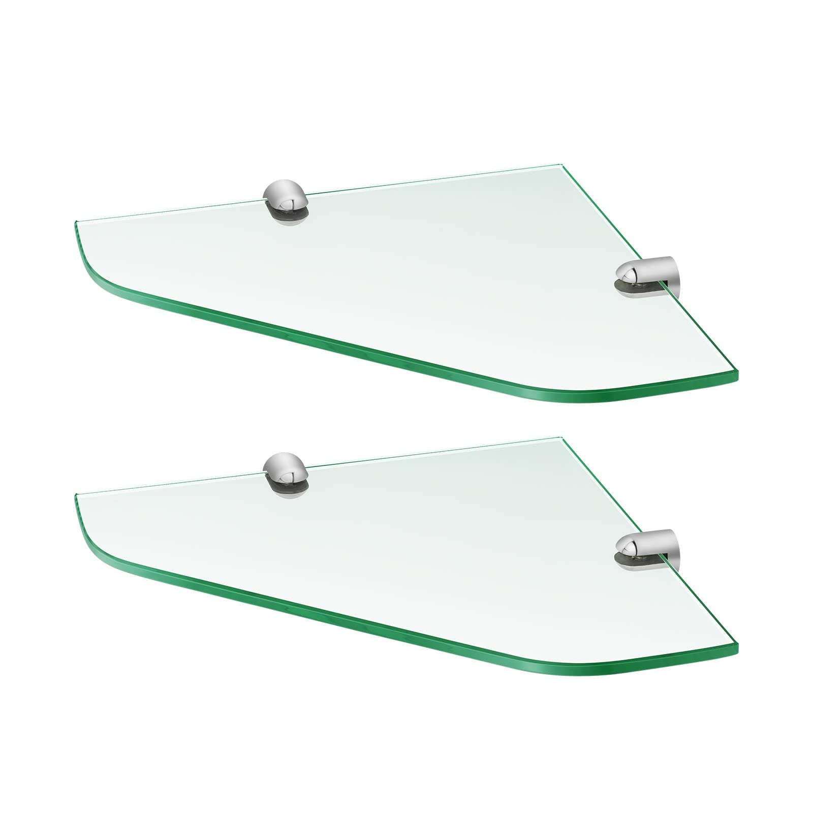 S'AFIELINA Repisa Esquinera Ducha Vidrio Templado 6 mm 23x23 cm 2 Pieza | Balda Cristal para Baño, Panel de Vidrio de Repuesto para Esquina de Mampara, Accesorio Ducha