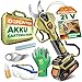 GRÜNTEK Akku Astschere 21V 2Ah Brushless, Elektrische Gartenschere Akku bis 30mm, 400W Bürstenloser Motor SK5 Klinge Makita-Kompatibel, Koffer Komplett-Set Baumschere Akkuschere