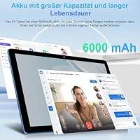 2026 Tablet 10 Zoll Android Octa Core mit 20 GB RAM + 128 GB ROM (2 TB TF) | 5G + 2,4 G WiFi | FHD | GMS | Bluetooth 5.0 | 8 MP + 5 MP | Typ C, Tablet mit Touch, Gehäuse, Tastatur und Maus - Blau – Ansicht 7
