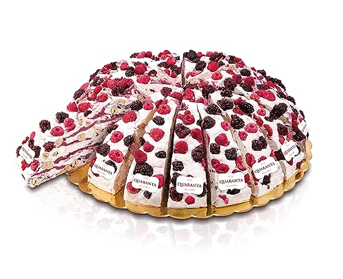 Quaranta Forest Fruits Nougat Cake Slice, Soft Italian Nougat Family Recipe, Forest Fruits, No Palm Oil, Gluten-Free And Suitable For Vegetarians, Gift for Birthdays And Anniversaries, 165g
