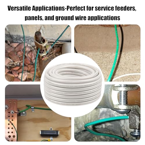 Image of 2AWG THHN Electrical Wire 50FT - Stranded Bare Copper Conductor with PVC and Nylon Insulation, Heat and Oil Resistant Cable for Indoor & Outdoor Wiring