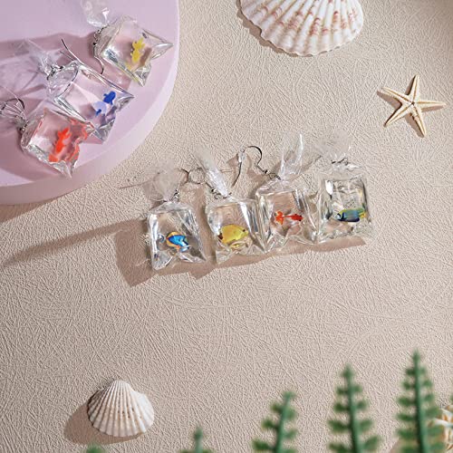 Funny Cute Animal Fish Earrings - Goldfish Water Bag Shape Dangle Hook Colorful Tiny Goldfish Bag Earrings Punk Personalized Charm Accessories Jewelry for Women 6