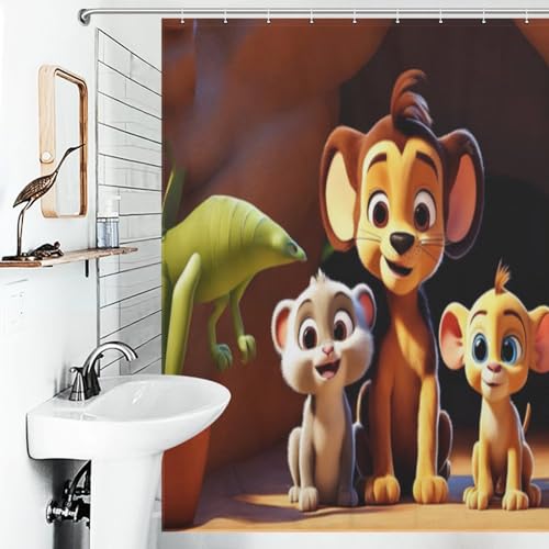 Rideau de douche lion imperméable en polyester de qualité supérieure - 6