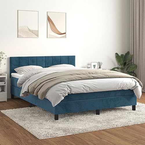 Willood Boxspringbett mit Matratze Dunkelblau 140x200 cm SamtBlock mit Quadraten Willood Boxspringbett mit Matratze Dunkelblau 140x200 cm SamtBlock mit Quadraten