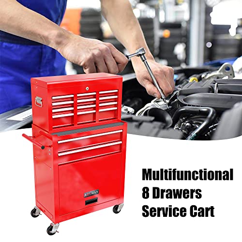 Tool Chest With Wheels - Upgraded High Capacity 8-Drawer Tool Boxes With Drawers And Wheels, Removable Tool Box Combo For Craftsman, Mechanics Tool Storage Cabinet For Garage, Workshop (Red) #TOP1
