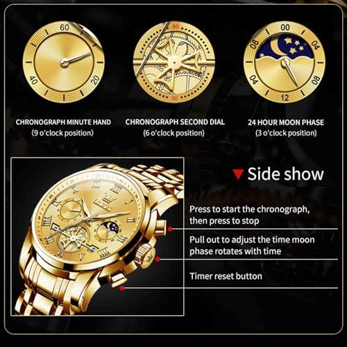 Image of OLEVS Men's Analog Watch Multi Color Business Stainless Steel Waterproof Luminous Quartz Watch Luxury Leisure Date Simulation Original Bowl Watch