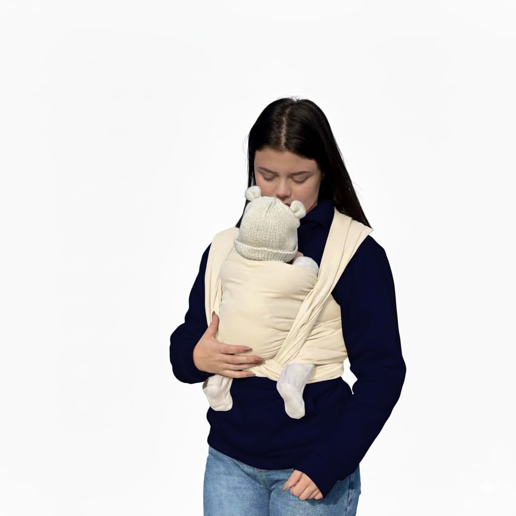 Naturioù - Simply Wrap - Écharpe de Portage Tissée 100% Coton - Sergé Brisé - Dès la Naissance - Ecru - Taille 4,2m