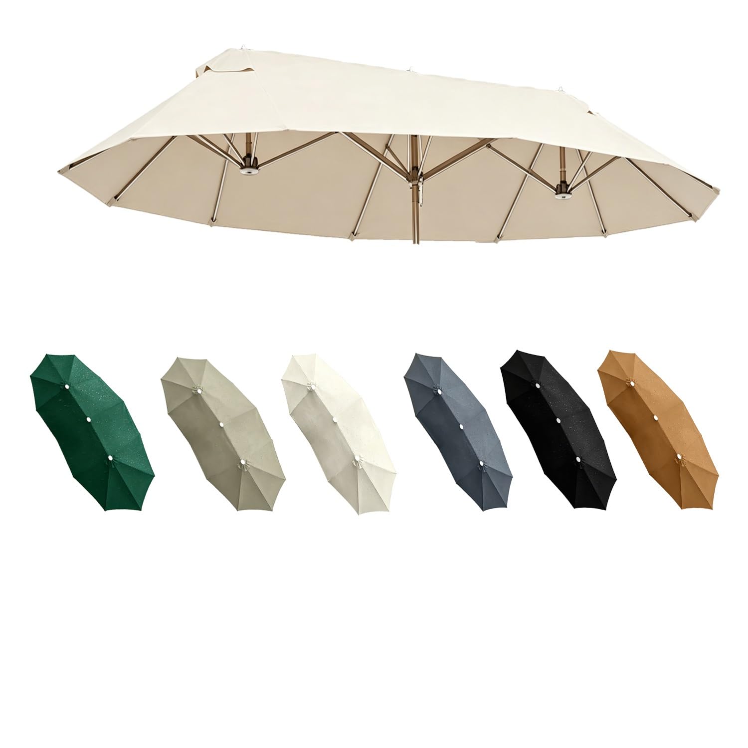 4.6x2.7m Telo Ombrellone Ricambio 12 Stecche,Patio Copertura Tessuto di Ricambio,Copertura Baldacchino di Ricambio Ombrellone Per Giardini, Balconi, Spiagge, Esterni(Beige)