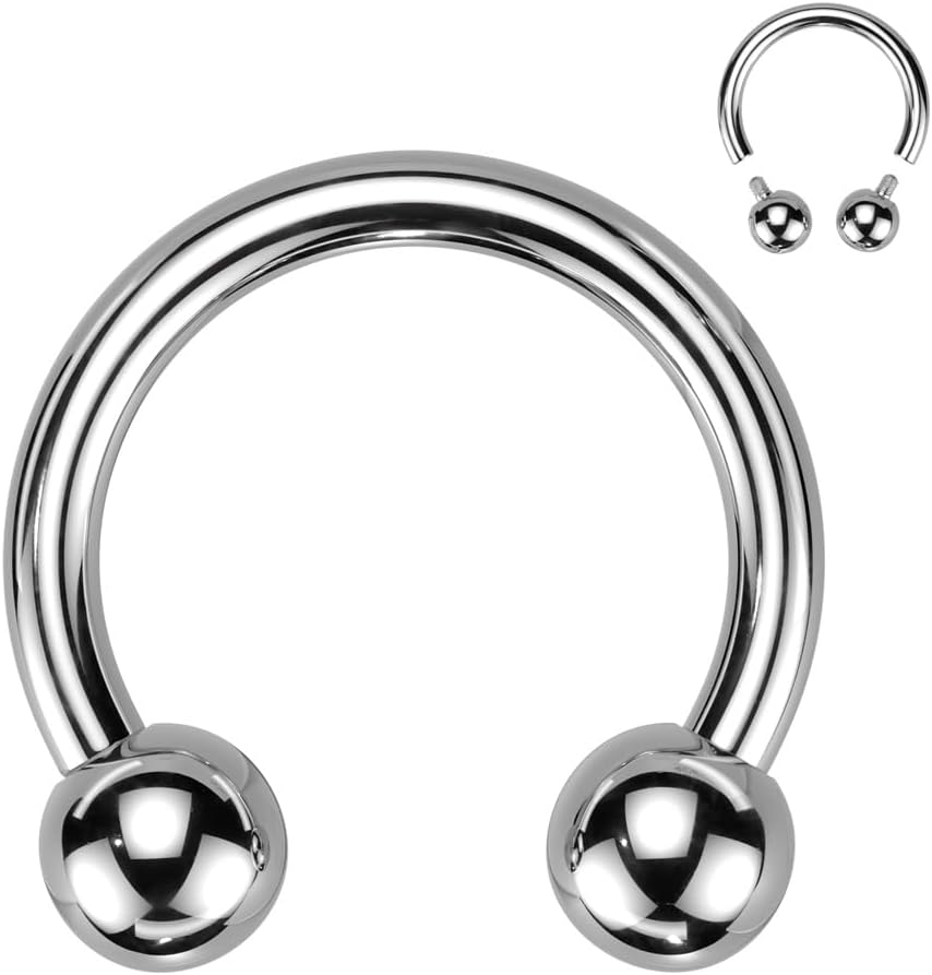 ピアス フクロウ 18-00GA ASTM F-136 インプラントグレード チタン 内部ねじ付き ボールエンド 円形 蹄鉄バーベル