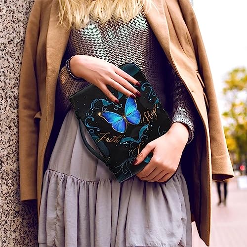 Image of Talayituse Bible Covers for Women Men PU Leather Bible Case Bible Bag Tote Book Carrying Case Christian Bible Accessories, Butterfly Floral, Medium