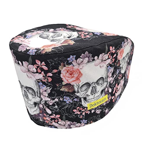 Image of Hats for Women and Mens Caps with Sweatband Adjustable Tie Back Working Cap Cotton One Size Unisex Skull Cap Cute Cat Print