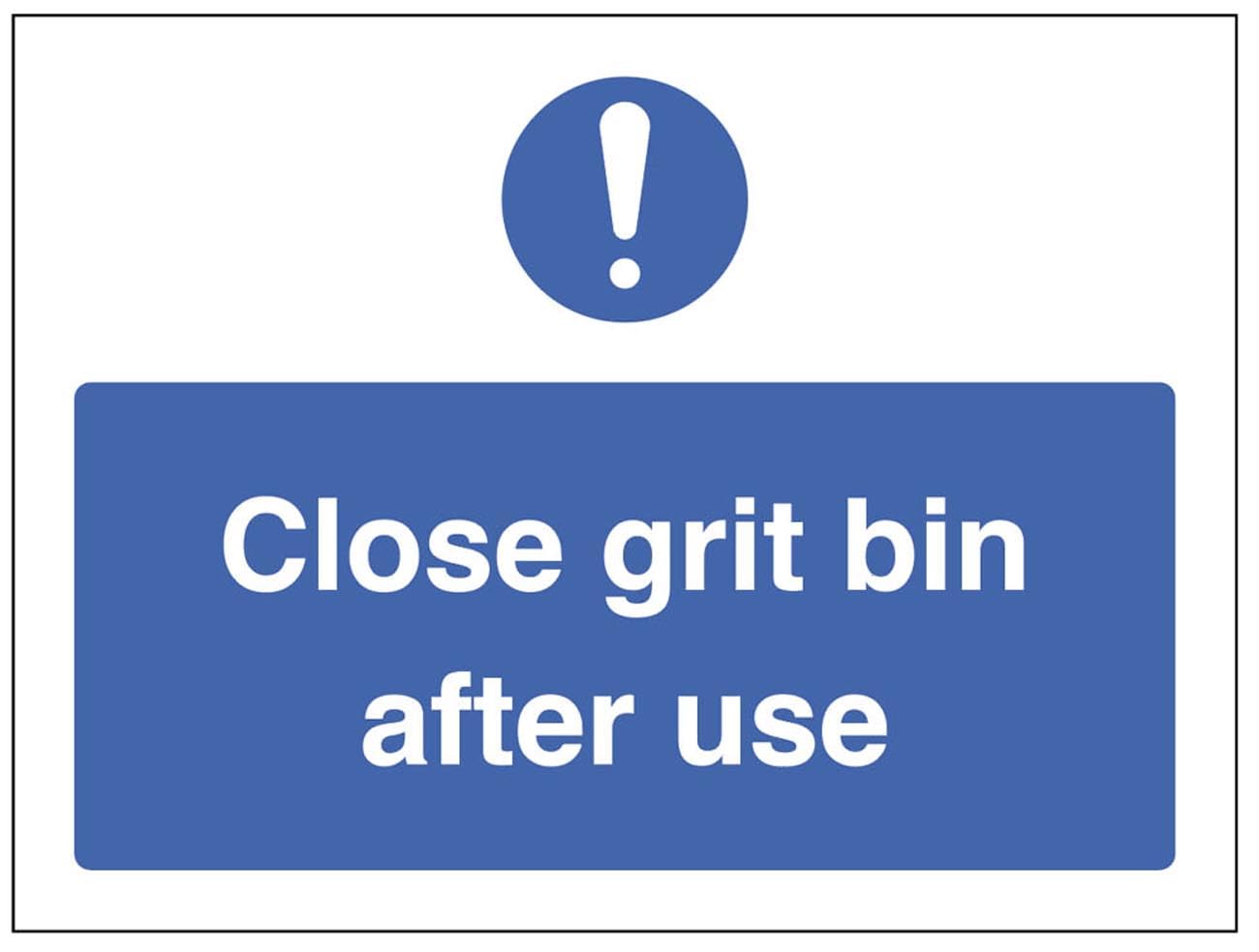 Close grit bin after use (semi rigid pvc safety sign), Multiple - safety colours