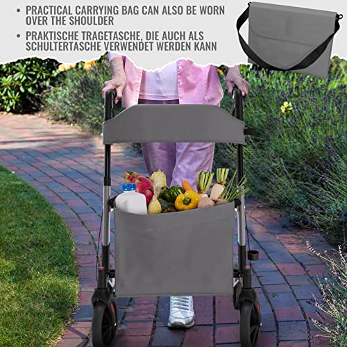 Jago® Rollator - 6-voudig in hoogte verstelbaar, zitting met rugleuning, 3-voudig opvouwbaar, licht, 4 wielen, remmen, boodschappentas, stokhouder, kleurkeuze - loophulp, loopwagen, lichtgewicht - Afbeelding 6