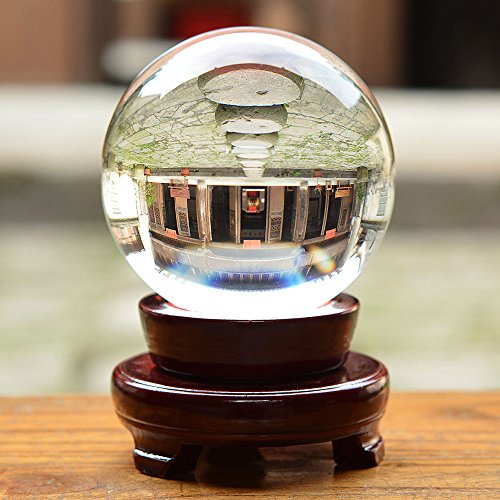 Rayinblue 100mm Stand Crystal Ball Asian Natural Quartz Clear Magic Crystal Healing Ball
