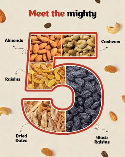 Image of True Elements Panchmeva Trail Mix 400g - Mixed Dry Fruits | Mixed Nuts | Healthy Snacks | Trail Mix | Premium Dry Fruits | Almonds | Raisins | Cashews | Dates | Blackcurrant | Protein Rich Snack