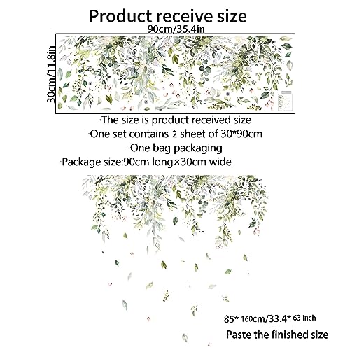 Runtoo Green Plant Leaves Wall Decals Hanging Vine Flower Leaf Wall Stickers for Bedroom Living Room Wall Art Decor - Image 4