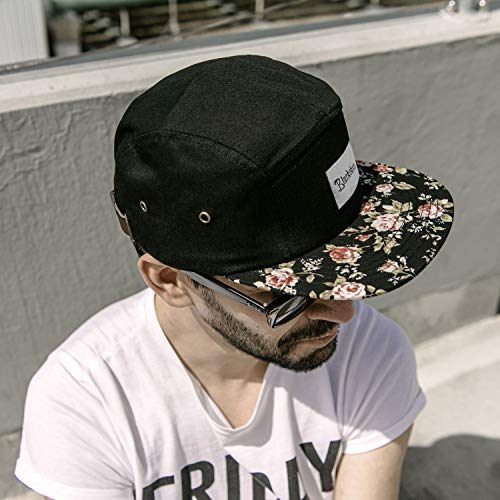 Image of Blackskies 5-Panel Cap with Floral Pattern Unisex Baseball Cap