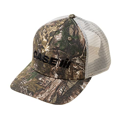 Case IH Trucker Cap, Camo Hunting Hat Embroidered Black Logo, Mesh Back, Officially Licensed, Mossy Grey One Size-X-Large