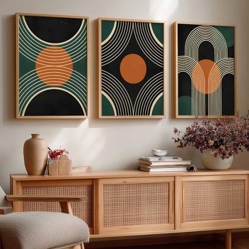 Image of kotart Boho Art Home Decoration Painting | Aesthetic Paintings With Frame For Living Room Bed Room Hotel Wall Decor Digital Reprint Set of 3 (19X25 inch)