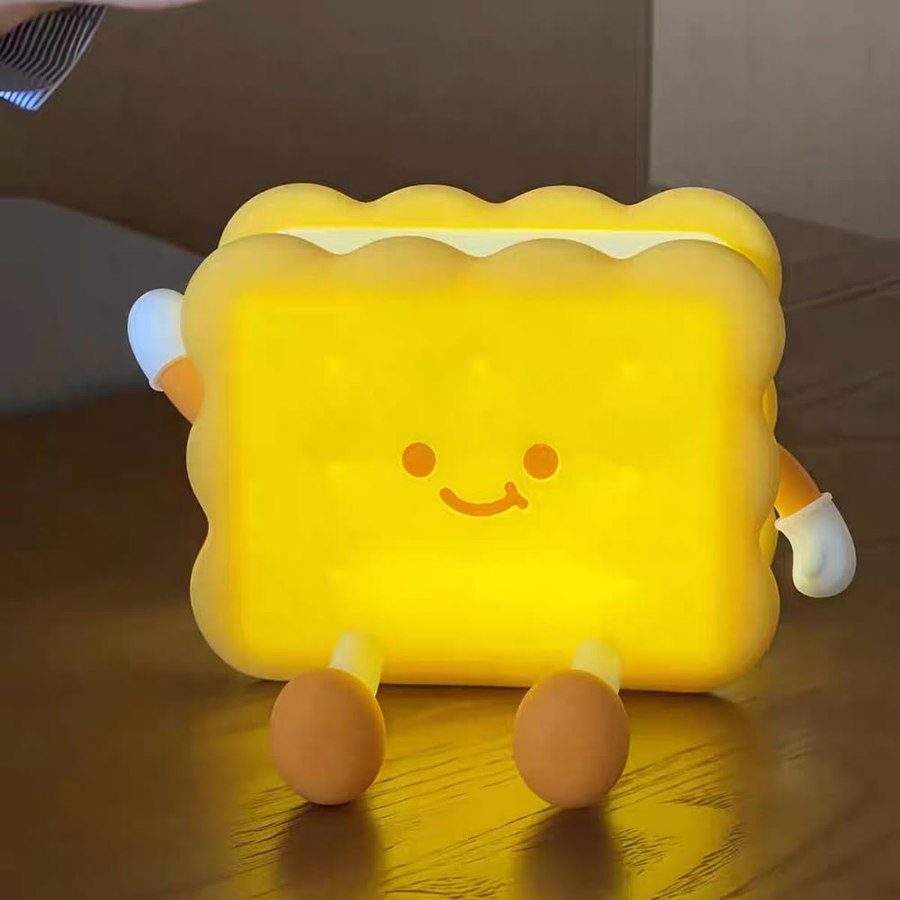 Bonita luz nocturna para niños, bonita lámpara de silicona para bebé, luz regulable, lámpara de noche para guardería, luz nocturna recargable, lámpara de noche para lactancia materna (galleta)