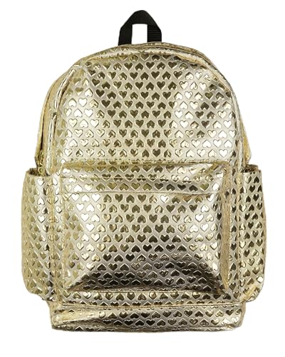 INTIMO PJammy Iridescent Gold Hearts Backpack All-Over Design 16" Book Bag School Tech Sleeve