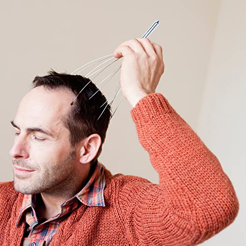 Andalus Scalp Massager, Handheld Head Scratcher, Gentle Beads, Stress Relief, Deep Relaxation (Silver) #TOP6