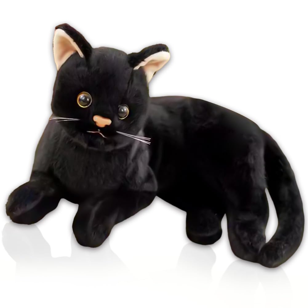 Gatos De Peluch,Peluche de Gato Realista,Animales de Peluche Gatos,Muñeca de Gato Mullido,Lindos Juguetes de Peluche para Niños,para Cumpleaños de Niños Decoración de Coche-30cm