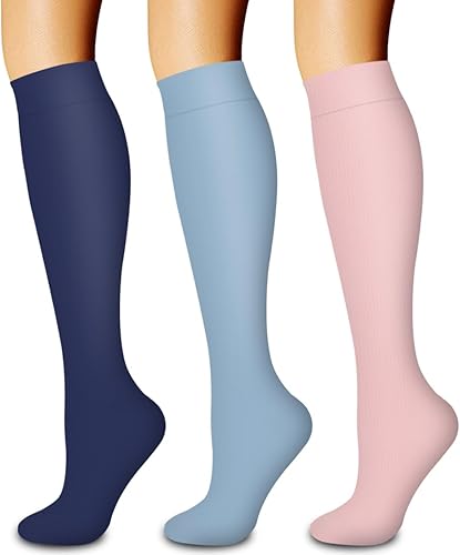 Miniatura 24 de Paquete de 3 pares de calcetines de compresión médica para mejorar la circulación de mujeres y hombres, para correr, hacer deporte y amamantar