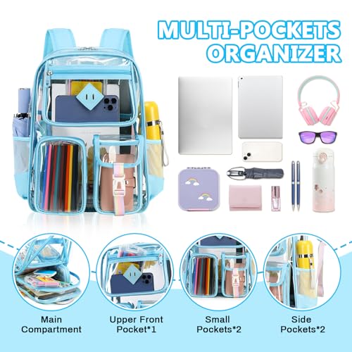 Image of PIG PIG GIRL Clear Backpack for School,Heavy Duty PVC Transparent Bookbag for Girls Stadium Approved See Through Backpack