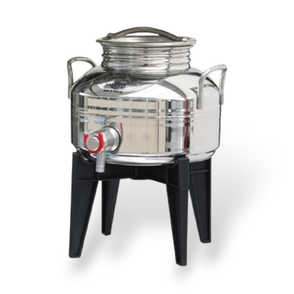 Briconess.com Bidone contenitore fusto acciaio inox per olio con supporto Sansone 2 litri