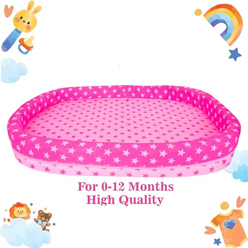 Image of Toddylon Baby Luxury Bedding Set for Newborns | Flat Bed | Mosquito Net | Neck Support | Cotton | Travel Bed | Essentials | Toddlers | Infants | Baby Boy Girl (0-12 Months) Pink