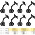 8 Packs 2.4 x 3.2 Inch Handrail Bracket, Heavy Duty Stainless Steel Handrail Brackets Set, Stair Railing Bracket for Staircase, Stairs, Rails, Railings and Home Decor, by GENHAKON.