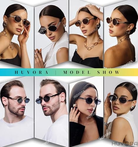Image of POINT Retro Oval Sunglasses For Men Women Stylish - UV400 Protection Designer Goggles - Vintage Metal Sun Glasses for Woman - Trendy Branded Full Rim Shades for All Face Shapes