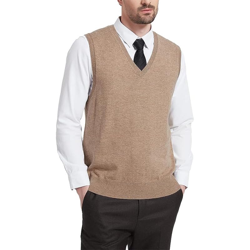 Men's All Season Wool Blend Knit Vest Sweater Versatile Classic Wool Blend Knitted Sweater Vest