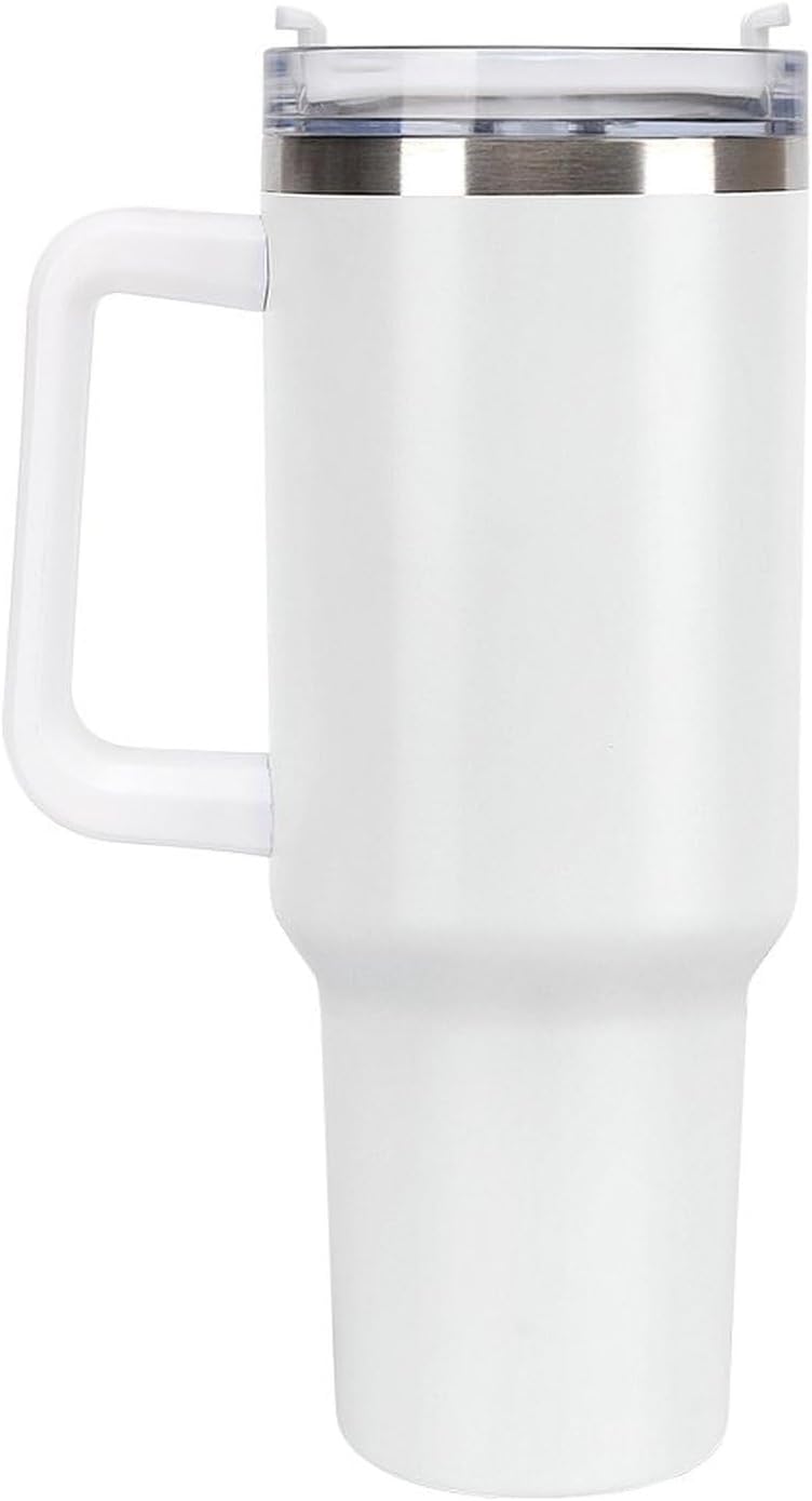 Heart ECG Print Insulated Car Cup with Handle Stainless Steel Tumbler Coffee Travel Mug for Cold Hot Drinks White-style