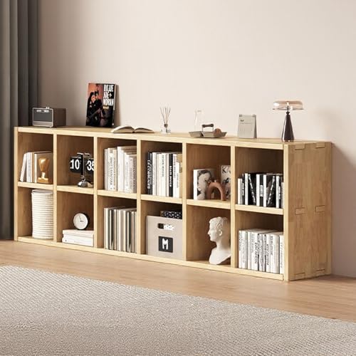 Dnowegas 本棚 低い本棚 書棚 収納ラック 収納棚 絵本ラック 子供用コミックラック 卓上シェルフ ィスプレイシェルフ ラック 格子キャビネット 格子ラック 絵本棚 茶器収納棚 茶キャビネット オープンラック 低い本棚大容量 ウッド ナチュラル ブ