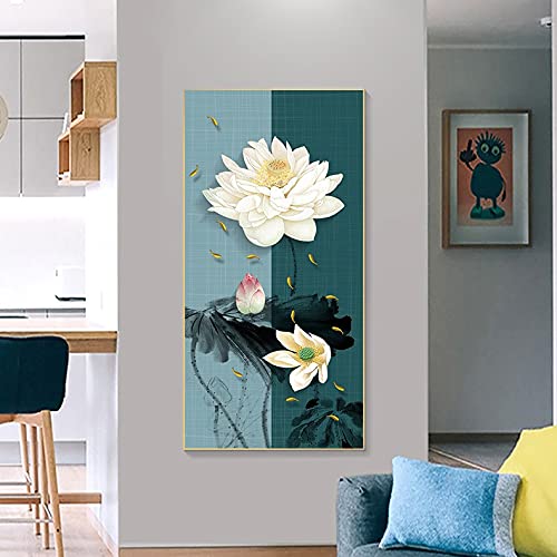 Kits de Broderie Diamant Lotus Blanc Grand Format 80x220cm pour Salon