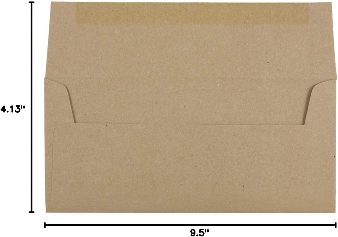 JAM PAPER #10 Business Premium Envelopes - 4 1/8 x 9 1/2 - Brown Kraft Paper Bag - 50/Pack