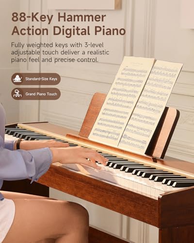 Donner DDP-70 Digital Piano 88 Key Weighted Keyboard with Bench, Full Size Keyboard Piano with Adjustable Touch Sensitivity, LCD, 238 Tones, 100 Demo, Wireless & MIDI Support, Gifts for Beginners - image 2