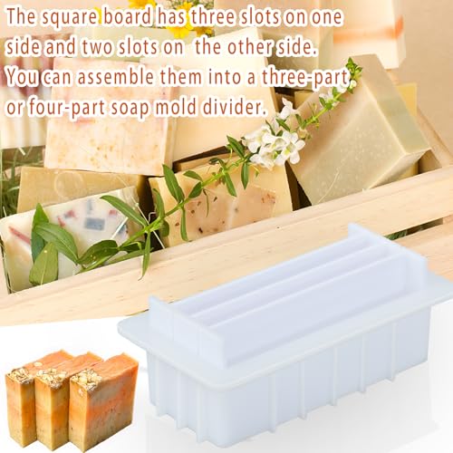 EVINIS 42oz Silicone Soap Mold Loaf Soap Making Mold with 5 Acrylic Dividers for DIY Handmade Soap Swirl Making Tools, white by EVINIS - Used condition - Image 3