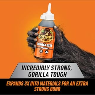 Gorilla Original Gorilla Glue, Brown, Waterproof Polyurethane Glue, 8 Ounce (Pack of 1) - Expands Into Materials, All Purpose