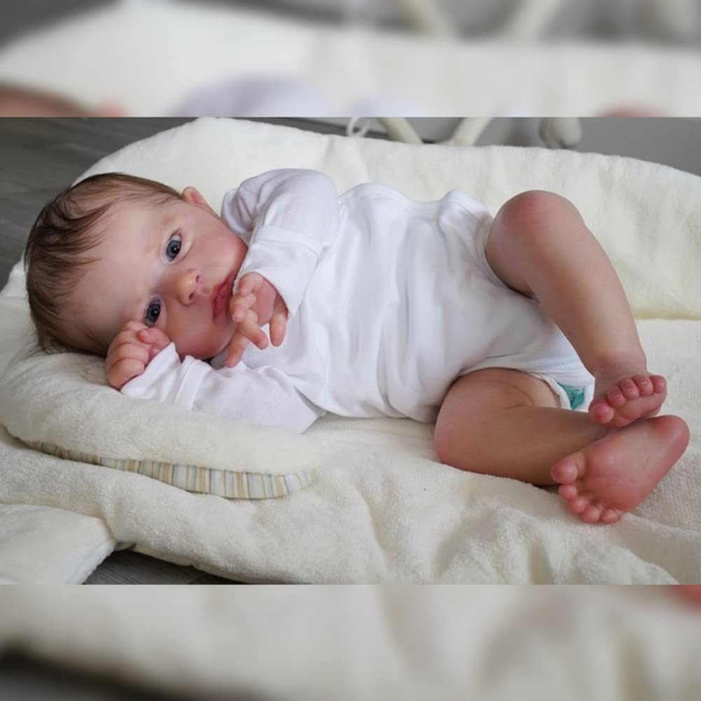 Lonian Lalka Reborn Baby 60 cm, miękkie ciało, realistyczna zabawka dla dzieci (Blue Eyes)