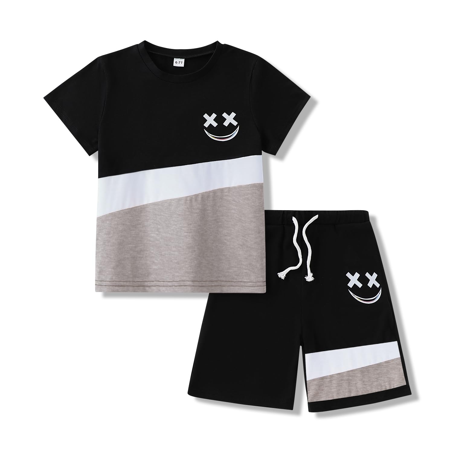 Klyatpxoen Boys Clothes 2 Piece Size 6-13Y Short Sleeve T-Shirt & Shorts Set Casual Kids Boys Spring Summer Outfits