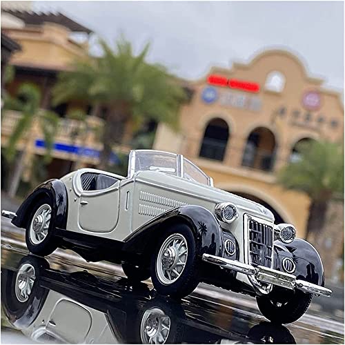 Image of Scale Diecast Metal Vintage Toy Car Model Classic for Kids Light Sound Pull Back Openable Door Toy