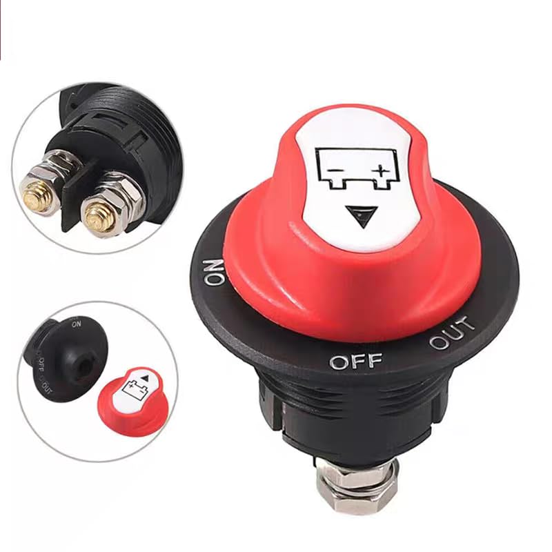 1PC 50A 12-72V Battery Disconnect Switches, Knob Button Power Current Breakers for Marine, Car, Off-Road Vehicle, Truck, RV