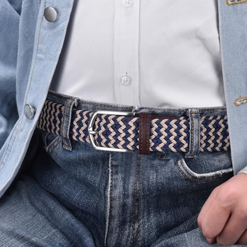 Image of 2pcs Men's Stretch Woven 1.3 inch Wide Elastic Braided Belts