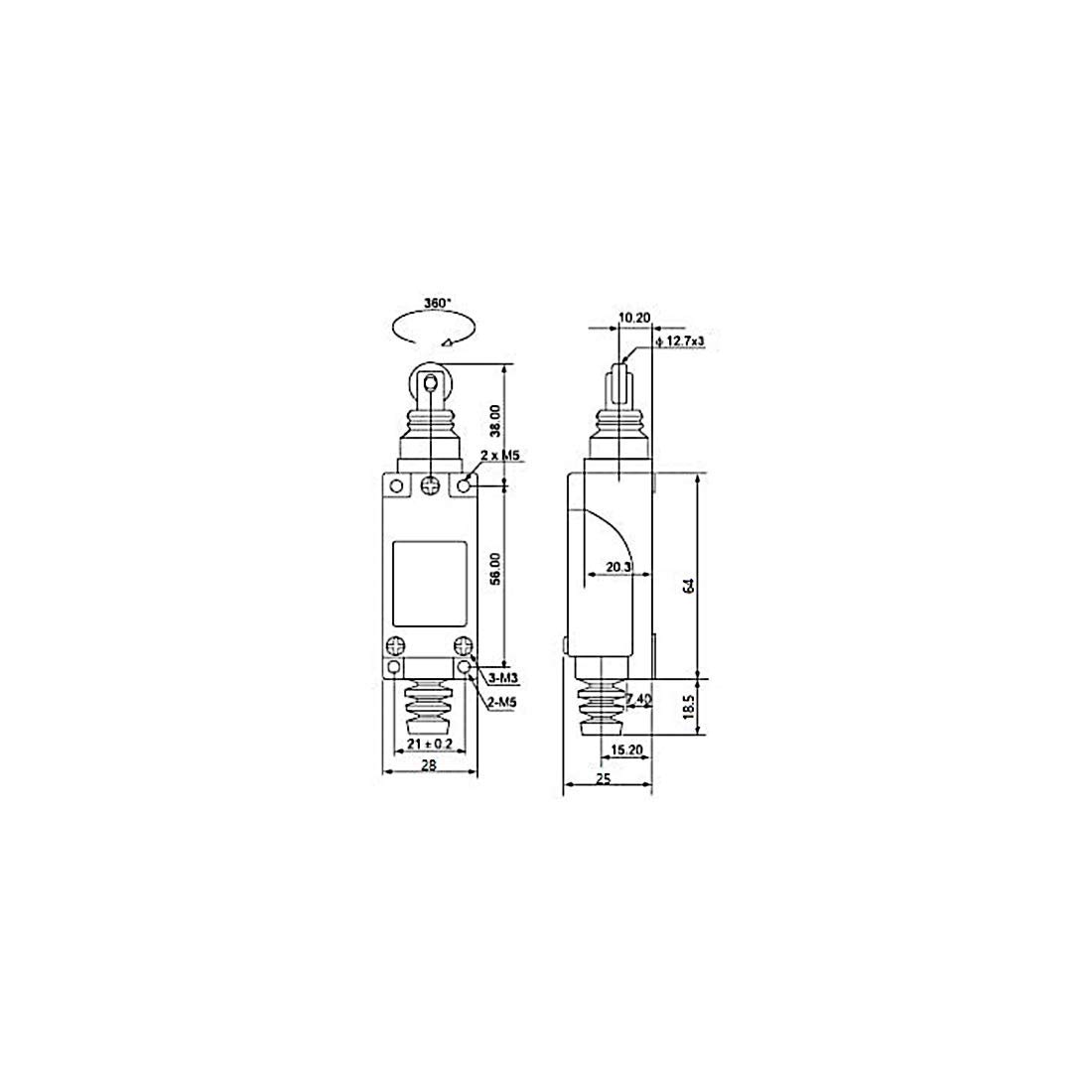 Tissting ME-8112 Endschalter 250V 5A – Einstellbarer Rollenhebel, NC+NO Kontakte, Für CNC, 3D-Drucker & Tore (Miniatur-Grenztaster)