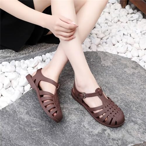 Image of Hee grand Crystal Jelly Heel Sandals for Women Summer Beach Jelly Shoes